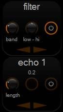 5 - Effects The effects currently included are a flanger, echo, gapper, loop, filter and bitcrusher. You can select an effect by clicking the FX button.