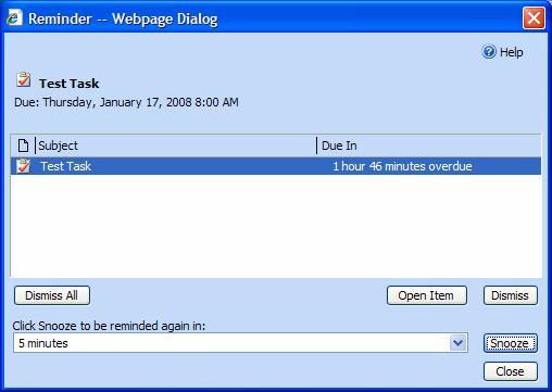 Outlook Web Access (OWA) PTHS District 209 Note For task reminders to work, Enable reminders for Task items must be selected on your Options page.