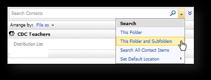 Outlook 2007 Contacts Page 37 If you are organizing contacts by color categories, you may also search for a