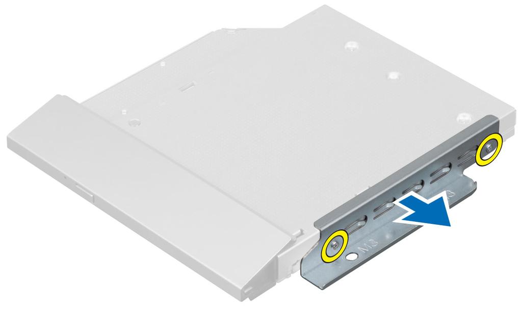 Installing the Optical Drive 1. Place the optical-drive bracket on the optical drive. 2. Tighten the screws that secure the optical-drive bracket to the optical drive. 3.