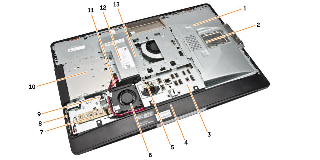Removing and Installing Components 2 This section provides detailed information on how to remove or install the components from your computer. System Overview Figure 1. Inside View 1 1.