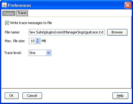 5.5 Dialog boxes Trace tab Figure 83: Trace tab (Preferences dialog box) On the Trace tab, parameters for tracing the VIOM-GUI can be set.