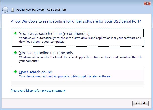 Driver Installation Windows Vista/2008 7.
