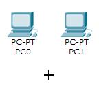 Add the hub by moving the plus sign + below PC0 and PC1 and click once.
