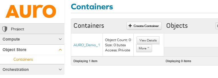 Figure 3: The table of containers on the Containers tab, after just having created one container. 4. STORING FILES IN A CONTAINER There are several ways you can store a file in a container.