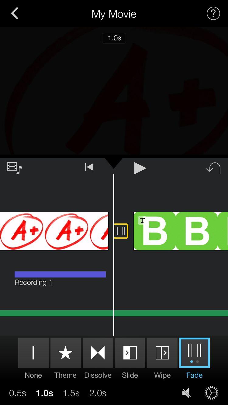 To change transitions between slides, click on the arrow icon that appears between each set of images (highlighted in yellow below).