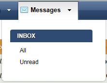 Inbox The Inbox heading on the Messages menu contains 2 links: All and Unread.