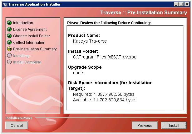 Installation and Logon (Cloud) Pre-Installation Summary Review the following information before beginning the installation. Click Install.