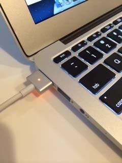 STEP 1 Plug cord into MagSafe2 Power Connector STEP 2 Power Adaptor will turn amber when