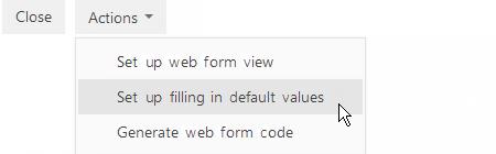 Web form setup for automatic lead registration Fig. 241 Running the action to set up default values 2.