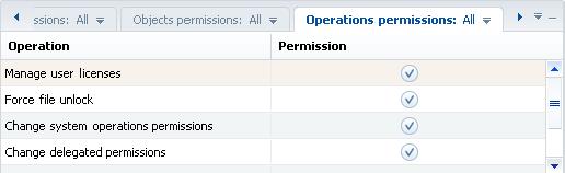 The [Users] section Fig. 282 The [Operations permissions] detail in the [Users] section The data is added to the detail automatically and cannot be edited.