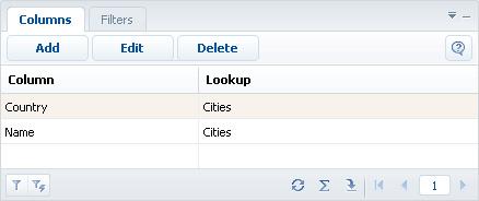 The [Lookups] section Fig. 296 The [Columns] detail If the [Columns] detail does not contain any records, then only the [Name] column will be shown in the list of the lookup window.