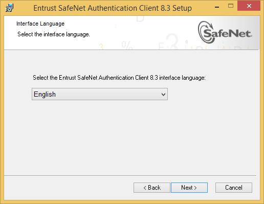 Installing your Entrust certificate on a token The Interface language page