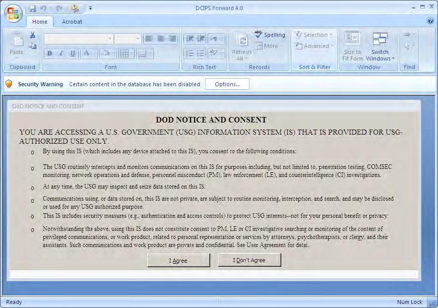 Microsoft Office 2007 Message - Security Warning When you are using Microsoft Access 2007 you must respond to the