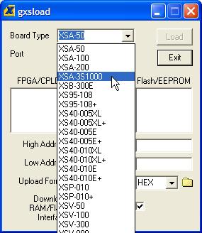 Board Type field and select XSA-3S1000 from the drop-down menu since