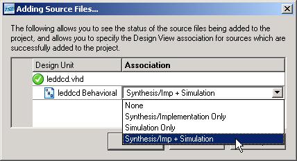 An Adding Source Files window will appear that lets you specify the intended use for the files you are adding.