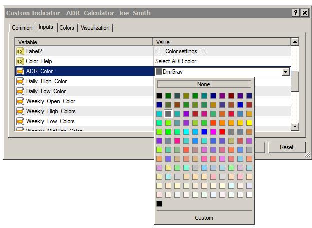 To change the color of the display from the default setting, locate ADR_Color and click