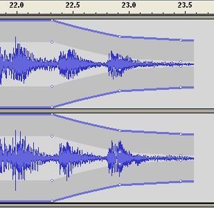 Changing the Audio Volume Level of a Section of Audio in a Track (continued) 4.