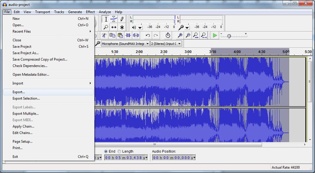 Creating a Self-contained Audio File for the Web or a CD The Save option in Audacity creates a project file that can be opened in Audacity only.