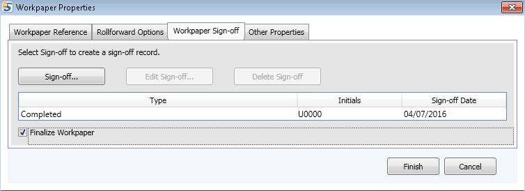 WORKPAPER PROPERTIES Workpaper Properties You can change workpaper properties, including document name, workpaper reference, and rollforward options.