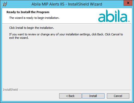 Alerts Server Install 9. During the installation process, a progress bar displays, as well as several windows will open and close. This process may take several minutes to complete. 10.