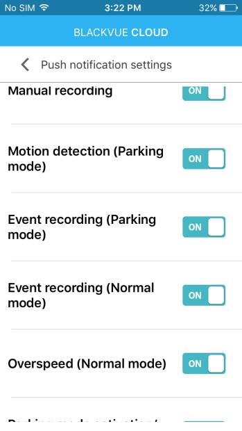 Alert me when something happens to my car (push notifications) Turn on dashcam alerts: 1. Login to the BlackVue C app. 2. Tap and select your email address to open Account settings. 3.