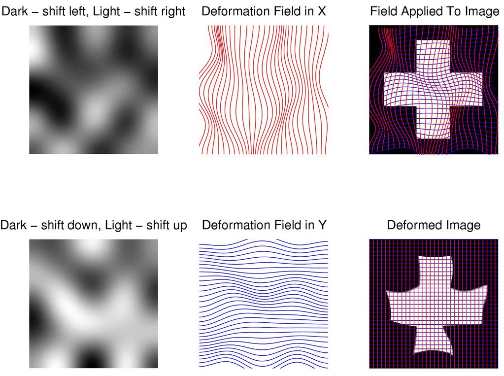 3.2. METHOD 11 Figure 3.4: In two dimensions, a deformation field consists of two scalar fields. One for horizontal deformations, and the other for vertical deformations.