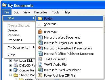 Creating a New Folder This Windows Explorer folder contains one file Windows provides some folders to get you started, such as My Pictures and My Music, but when you want to create your own folders,