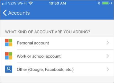 selecting either Add account or the + icon. 2. Select Work or school account.