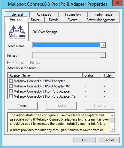 . The newly created virtual Mellanox adapter representing the team will be displayed by the Device Manager