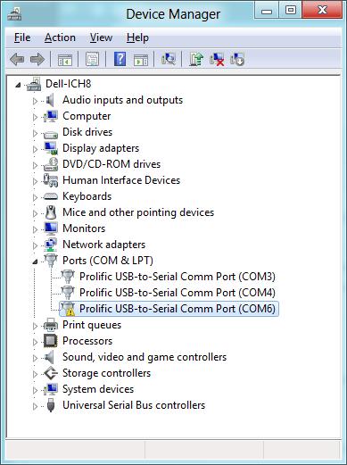 6. The COM Port number for the PL-2303 is assigned by the Windows Operating System.