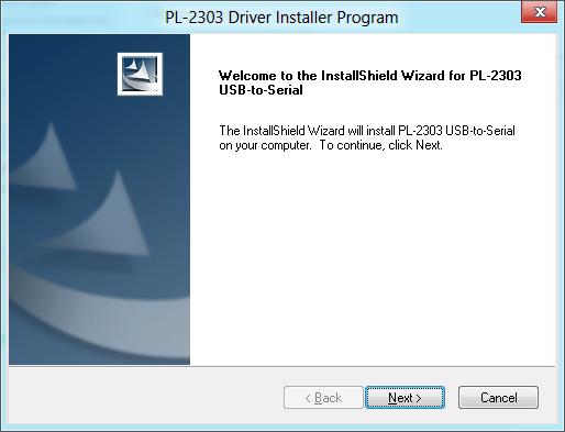 1. Power on your computer and boot to Windows 8. Go to desktop and run or double-click the PL-2303 Windows Driver Installer program. 2.