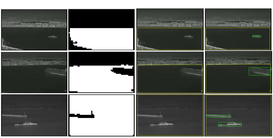 land separation. We applied a method combined with adaptive threshold segmentation and shape analysis for offshore ship detection.