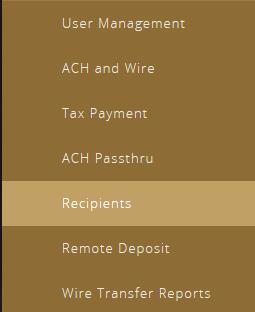 Recipients After logging in, within the Commercial section of the left menu, choose Recipients If the recipient you need is not listed, choose Add Recipient from the top.