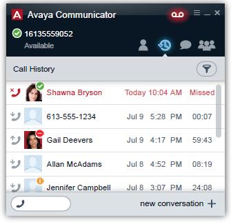 You can also hover over a contact, as shown in the image, to access channel buttons for voice call, video call, IM, and additional options.