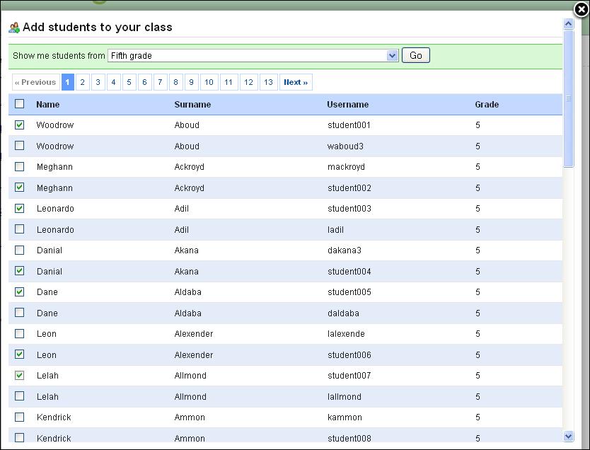 154 EDIT AN EXISTING CLASS TO ADD STUDENTS TO A CLASS: 1. Click the blue hyperlinked name of the desired class. Figure 259: Edit an Existing Class 2.