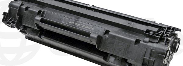 These cartridges use a chip that controls the toner low functions. The 128 cartridge is rated for 2,100 pages. The printer itself has a very small foot print.