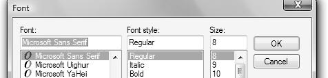 Using the Font Dialog Box The Font common dialog box displays available
