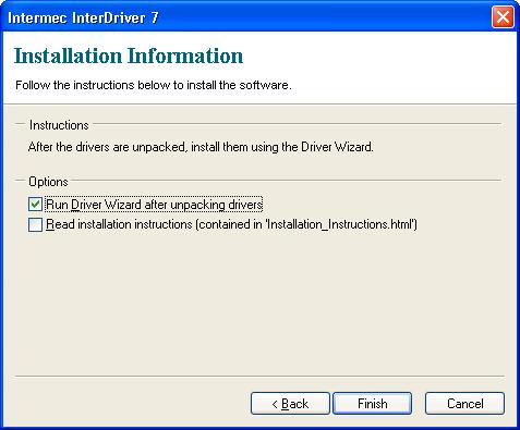 Deselect the Read installation instructions checkbox and