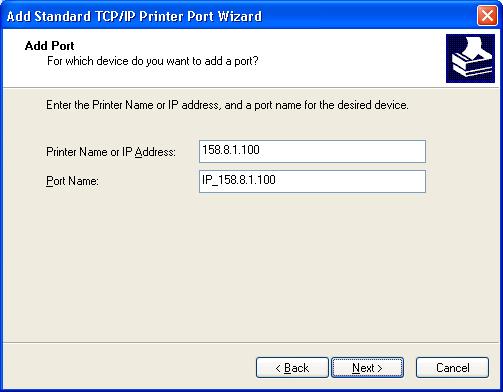 6. Enter the IP address for your printer in the Printer Name
