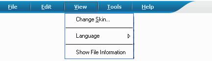 4.2.3 View menu Change Skin Open the Change Skin dialogue box to select the required software skin. Language Click Language option to select the required software language from its submenu.