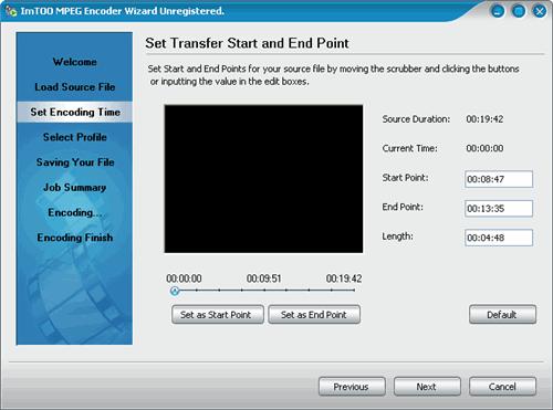 5.2.3 Set Encoding Time Drag the slider on the track bar to get the starting and ending points of