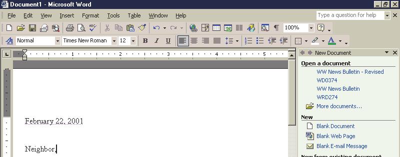 WD 12 Microsoft Word 2002 7. To get the date back to its original location, you must delete the blank lines.