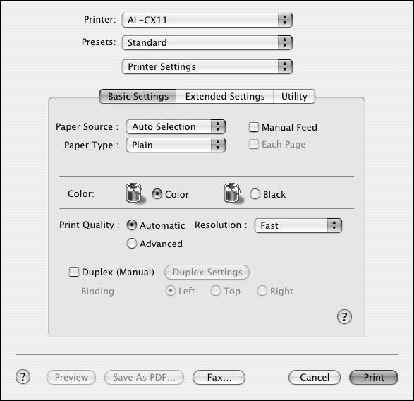 Select Printer Settings from the pop-up menu.