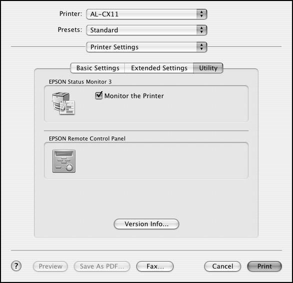 2. Select Printer Settings from the pop-up menu,
