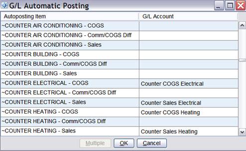 If the autoposting displays only postings for sales, COMM/COGS Diff and COGS, then the automatic posting is a sales source and product type auto-posting.