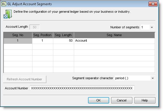 If you need to make changes to your account segments after you set them up, see Adjusting Account Segments on page 30 for more information.