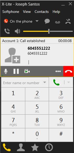3.5 Handling an Established Call Bria 4 for Windows User Guide Retail Deployments Use speakerphone (when yellow) or headset (when gray) Mute speaker or adjust speaker volume by using slider You can