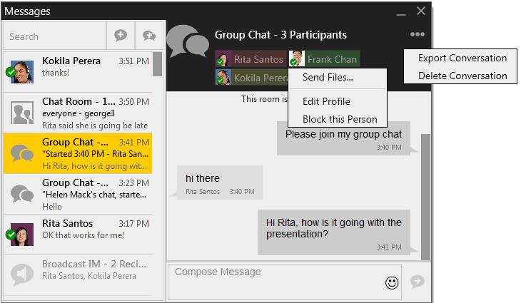 Bria 4 for Windows User Guide Retail Deployments Managing a Group Chat Leaving a Group Chat Unregistering your XMPPP account or exiting Bria lets you leave all the active group chat sessions.