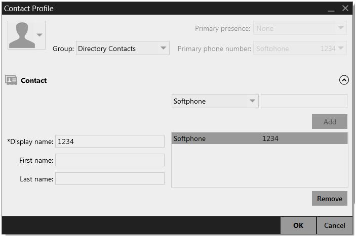 5.2 Managing Contacts and Groups Bria 4 for Windows User Guide Retail Deployments Adding a Contact Click, or right-click a group and choose Add Contact to Group. The Contact Profile dialog appears.